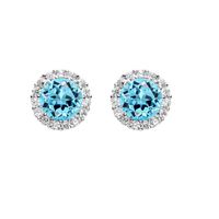 1 Pair Simple Style Round Inlay Sterling Silver Birthstone Ear Studs sku image 4