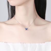 Simple Style Butterfly Sterling Silver Inlay Crystal Pendant Necklace main image 2