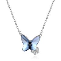 Simple Style Butterfly Sterling Silver Inlay Crystal Pendant Necklace main image 3