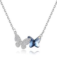 Style Simple Papillon Argent Sterling Incruster Cristal Pendentif main image 2
