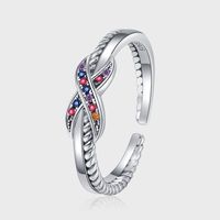 Sweet U Shape Bow Knot Sterling Silver Plating Inlay Zircon Open Rings main image 1