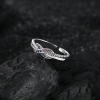 Sweet U Shape Bow Knot Sterling Silver Plating Inlay Zircon Open Rings main image 4