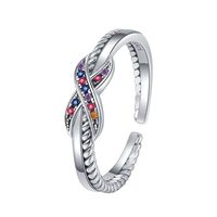 Sweet U Shape Bow Knot Sterling Silver Plating Inlay Zircon Open Rings main image 2