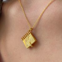 Simple Style Book Copper Gold Plated Pendant Necklace In Bulk sku image 1