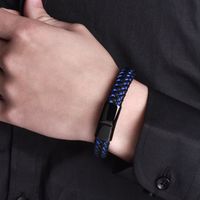 Retro Solid Color Stainless Steel Braid Men's Bangle main image 2