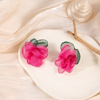 1 Pair Simple Style Flower Patchwork Cloth Ear Studs main image 4