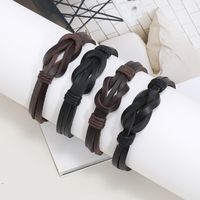 Retro Simple Style Knot Pu Leather Wax Rope Men's Wristband main image 5