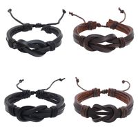 Retro Simple Style Knot Pu Leather Wax Rope Men's Wristband main image 4