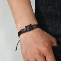 Retro Simple Style Knot Pu Leather Wax Rope Men's Wristband main image 3
