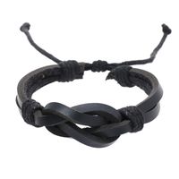 Retro Simple Style Knot Pu Leather Wax Rope Men's Wristband sku image 1