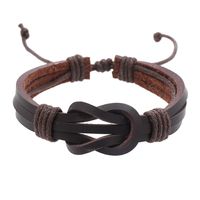 Retro Simple Style Knot Pu Leather Wax Rope Men's Wristband sku image 4