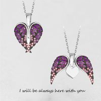 Ig Style Simple Style Heart Shape Wings Copper Zircon Pendant Necklace In Bulk sku image 5