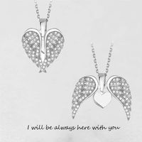 Ig Style Simple Style Heart Shape Wings Copper Zircon Pendant Necklace In Bulk main image 4