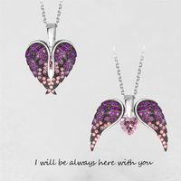 Ig Style Simple Style Heart Shape Wings Copper Zircon Pendant Necklace In Bulk sku image 9