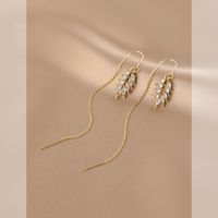 1 Pair Lady Streetwear Grain Inlay Alloy Copper Artificial Diamond Ear Line main image 2