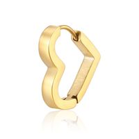 1 Piece Hip-Hop Rock Simple Style Star Heart Shape Metal Button 304 Stainless Steel Copper Gold Plated Hoop Earrings sku image 22