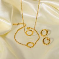 304 Stainless Steel 18K Gold Plated Retro Modern Style Geometric Bracelets Earrings Necklace main image 5