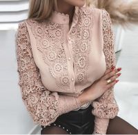 Women's Blouse Long Sleeve Blouses Lace Elegant Solid Color main image 4