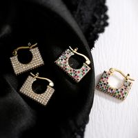 1 Pair Sweet Simple Style Commute Square Plating Inlay Copper Zircon 18k Gold Plated Hoop Earrings main image 1