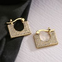 1 Pair Sweet Simple Style Commute Square Plating Inlay Copper Zircon 18k Gold Plated Hoop Earrings main image 2
