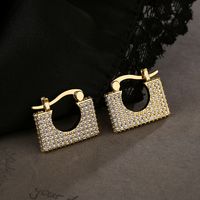 1 Pair Sweet Simple Style Commute Square Plating Inlay Copper Zircon 18k Gold Plated Hoop Earrings main image 3