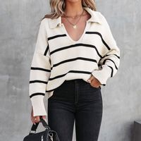 Women's Sweater Long Sleeve Sweaters & Cardigans Casual Stripe main image 4