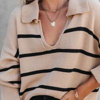 Women's Sweater Long Sleeve Sweaters & Cardigans Casual Stripe main image 3