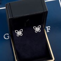 1 Pair Sweet Butterfly Plating Inlay Copper Zircon White Gold Plated Ear Studs main image 4