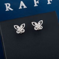 1 Pair Sweet Butterfly Plating Inlay Copper Zircon White Gold Plated Ear Studs main image 1