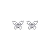 1 Paire Sucré Papillon Placage Incruster Le Cuivre Zircon Or Blanc Plaqué Boucles D'oreilles sku image 1
