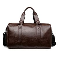 Men's Fashion Solid Color Pu Leather Travel Bags sku image 1