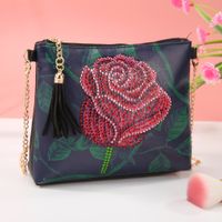 Women's Pu Leather Animal Flower Butterfly Ethnic Style Rhinestone Diamonds Zipper Crossbody Bag sku image 13