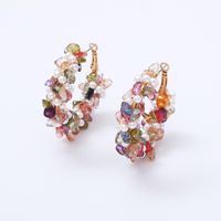 1 Pair Lady U Shape Asymmetrical Handmade Artificial Crystal Earrings main image 4