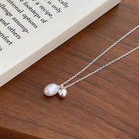 Simple Style Round Sterling Silver Plating Inlay Freshwater Pearl Pendant Necklace main image 4