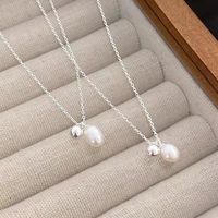 Simple Style Round Sterling Silver Plating Inlay Freshwater Pearl Pendant Necklace main image 5