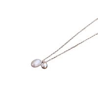 Simple Style Round Sterling Silver Plating Inlay Freshwater Pearl Pendant Necklace main image 6