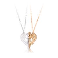 Simple Style Heart Shape Alloy Plating Gold Plated Couple Pendant Necklace sku image 1