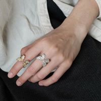 Japanischer Stil Schmetterling Sterling Silber Überzug Vergoldet Offener Ring main image 1