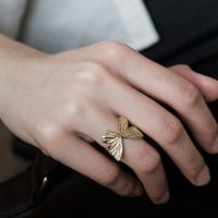 Japanischer Stil Schmetterling Sterling Silber Überzug Vergoldet Offener Ring sku image 2