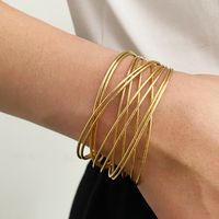 Simple Style Solid Color Gold Plated Alloy Wholesale Bangle sku image 1