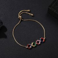 304 Stainless Steel Copper Gold Plated Casual Elegant Simple Style Drawstring Inlay One-Shaped Quadrilateral Bamboo Zircon Bracelets main image 3