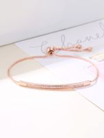 304 Stainless Steel Copper Gold Plated Casual Elegant Simple Style Drawstring Inlay One-Shaped Quadrilateral Bamboo Zircon Bracelets main image 4