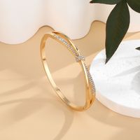 Simple Style Solid Color Alloy Inlay Zircon Women's Bangle main image 1