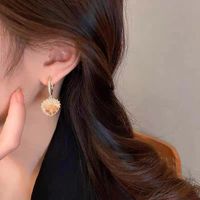 1 Pair Simple Style Heart Shape Inlay Alloy Pearl Zircon Drop Earrings main image 3