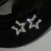 1 Paire Style Ig Star Incruster Alliage Strass Boucles D'oreilles main image 3