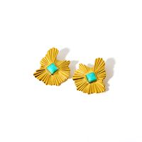 1 Pair Retro Streetwear Geometric Plating Inlay 304 Stainless Steel Natural Stone 18K Gold Plated Ear Studs main image 5
