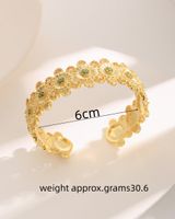 French Style Floral Daisy Copper Plating Inlay Zircon 18k Gold Plated Bangle main image 2