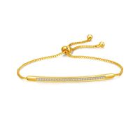 304 Stainless Steel Copper Gold Plated Casual Elegant Simple Style Drawstring Inlay One-Shaped Quadrilateral Bamboo Zircon Bracelets sku image 1