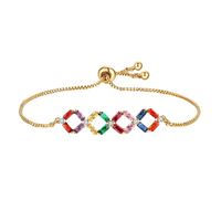 304 Stainless Steel Copper Gold Plated Casual Elegant Simple Style Drawstring Inlay One-Shaped Quadrilateral Bamboo Zircon Bracelets sku image 4