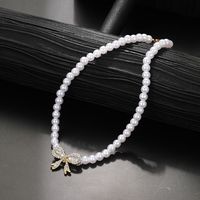 Elegant Classic Style Bow Knot Imitation Pearl Beaded Women's Necklace main image 8